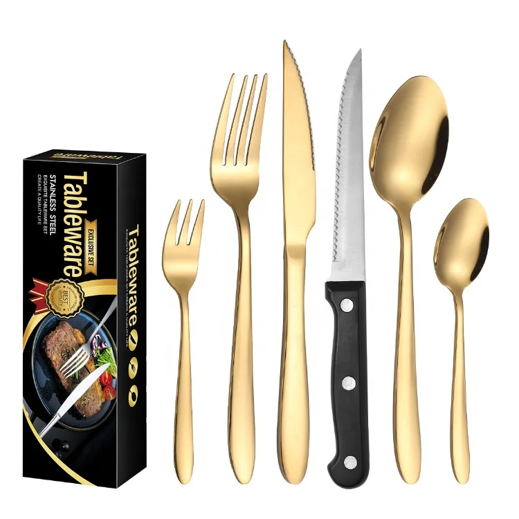 24 Piece Stainless Steel Cutlery Silverware Flatware Home Use Tableware Dinnerware Set Knife Fork Spoon Dessert Spoon