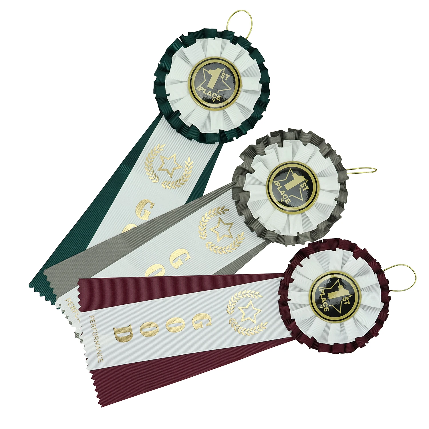 MIDI Custom Design  Gold Foil Assorted Colors Saddle Up Recognition Round Rosette Ribbons Awards for Sport Competition