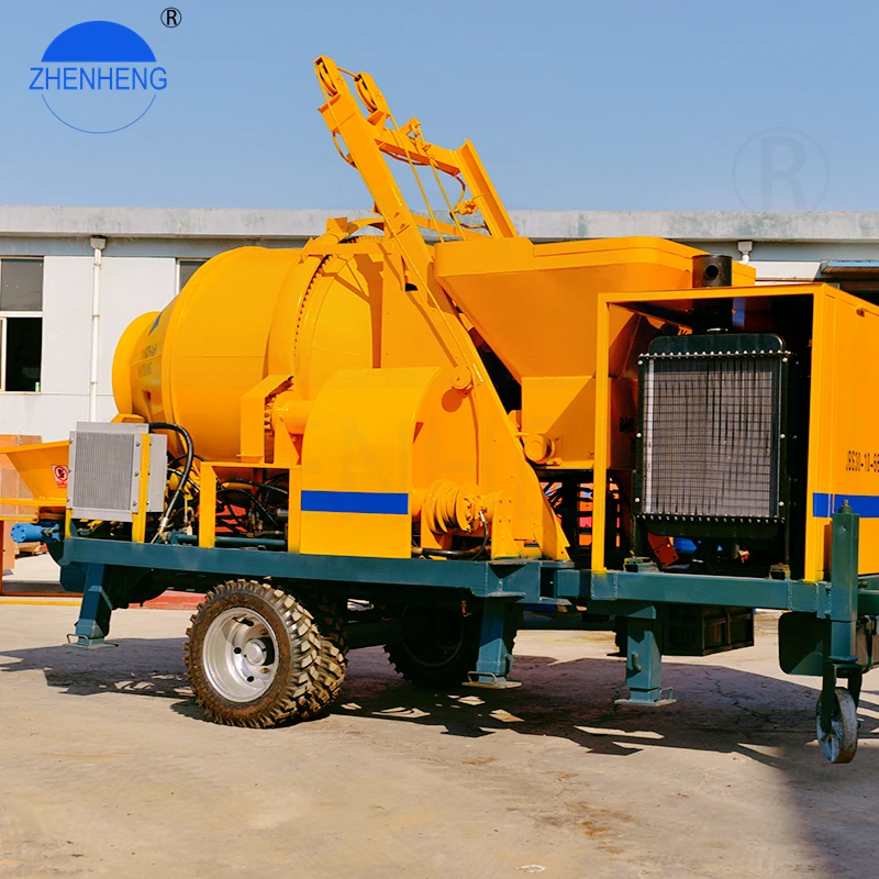 Trailer Mounted Diesel Engine Mobile Concrete Pump Construction Machinery Concrete Mixer Pump