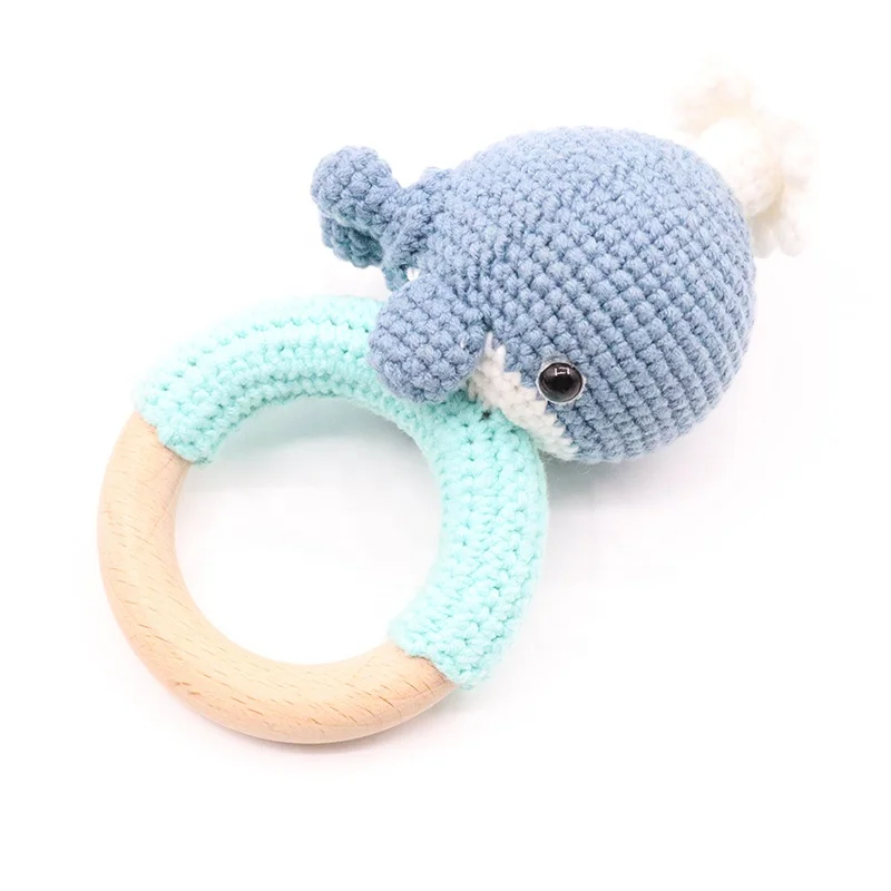 Оптовая продажа, детские деревянные кольца, погремушки, игрушки ручной работы, крючком, Кит, игрушка для прорезывания зубов