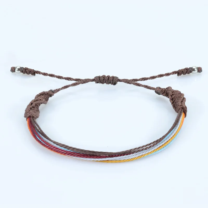 New Simple Color Matching Blue Yellow Wax Wire Braided Bracelet Ukraine Manual Adjustable Bracelet
