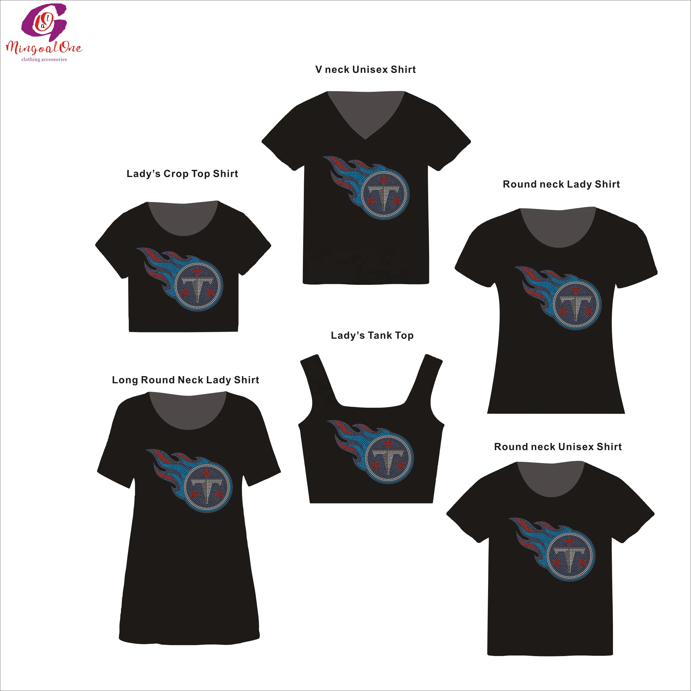 Hot Sale Colorful Team Logo Rhinestone Transfer Popular Sport Team Design Rhinestone Iron On Shirt