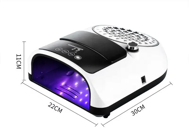 2023 HJS New 2 In 1 Led UV Nail Gel Curing Auto Sensor 126W UV/LED Nail Lamp With 60W Nail Dust Collector Changeable filter