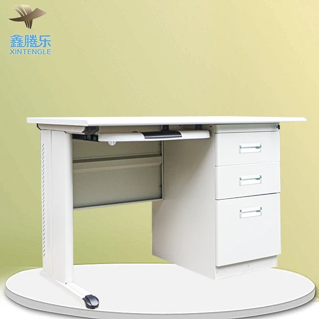China Guangdong Tengle factory KD office furniture Metal steel office computer table office desk with three drawers