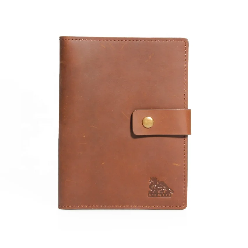 100% Real Vintage Crazy Horse Leather Travel Passport Holder for men