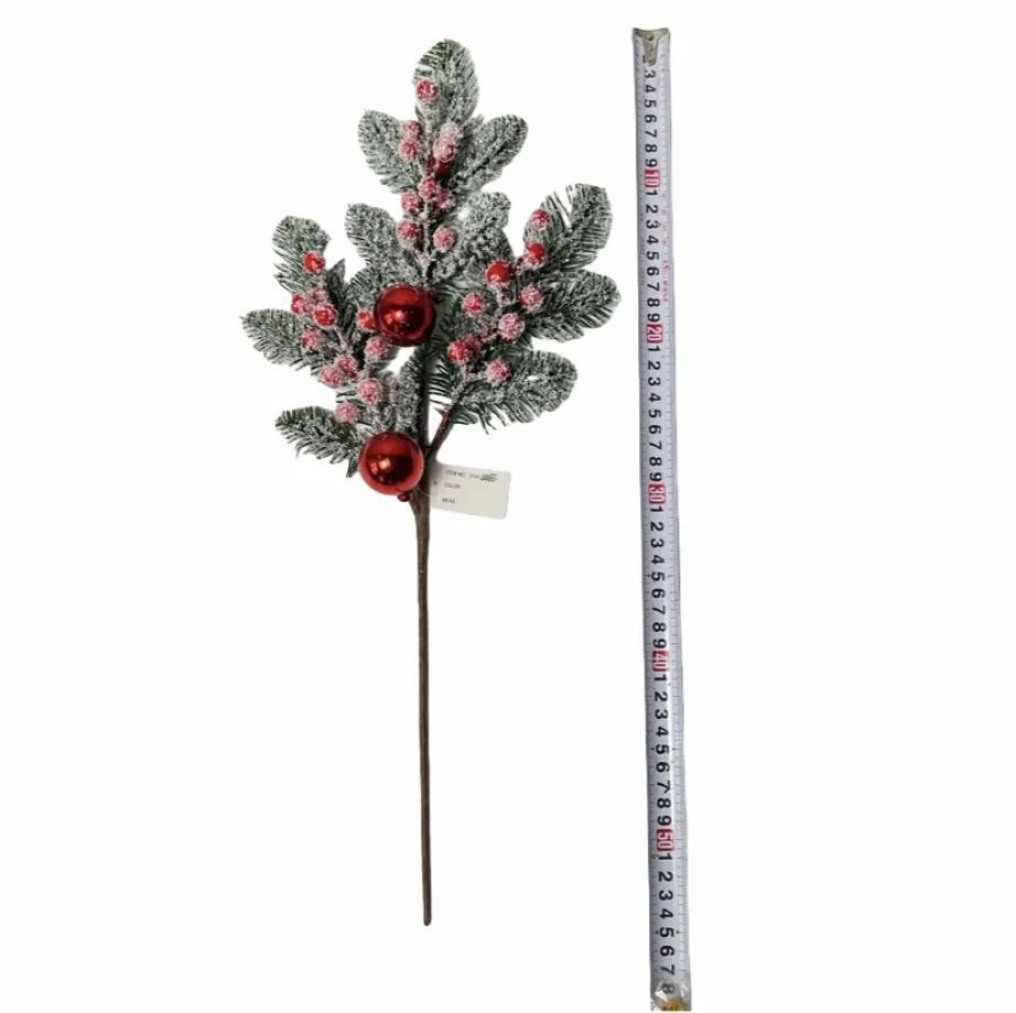 2024 Christmas Artificial Red Berry And Pine Cone Christmas Picks With Holly Branches For Holiday Decorations Spray Snow Branch