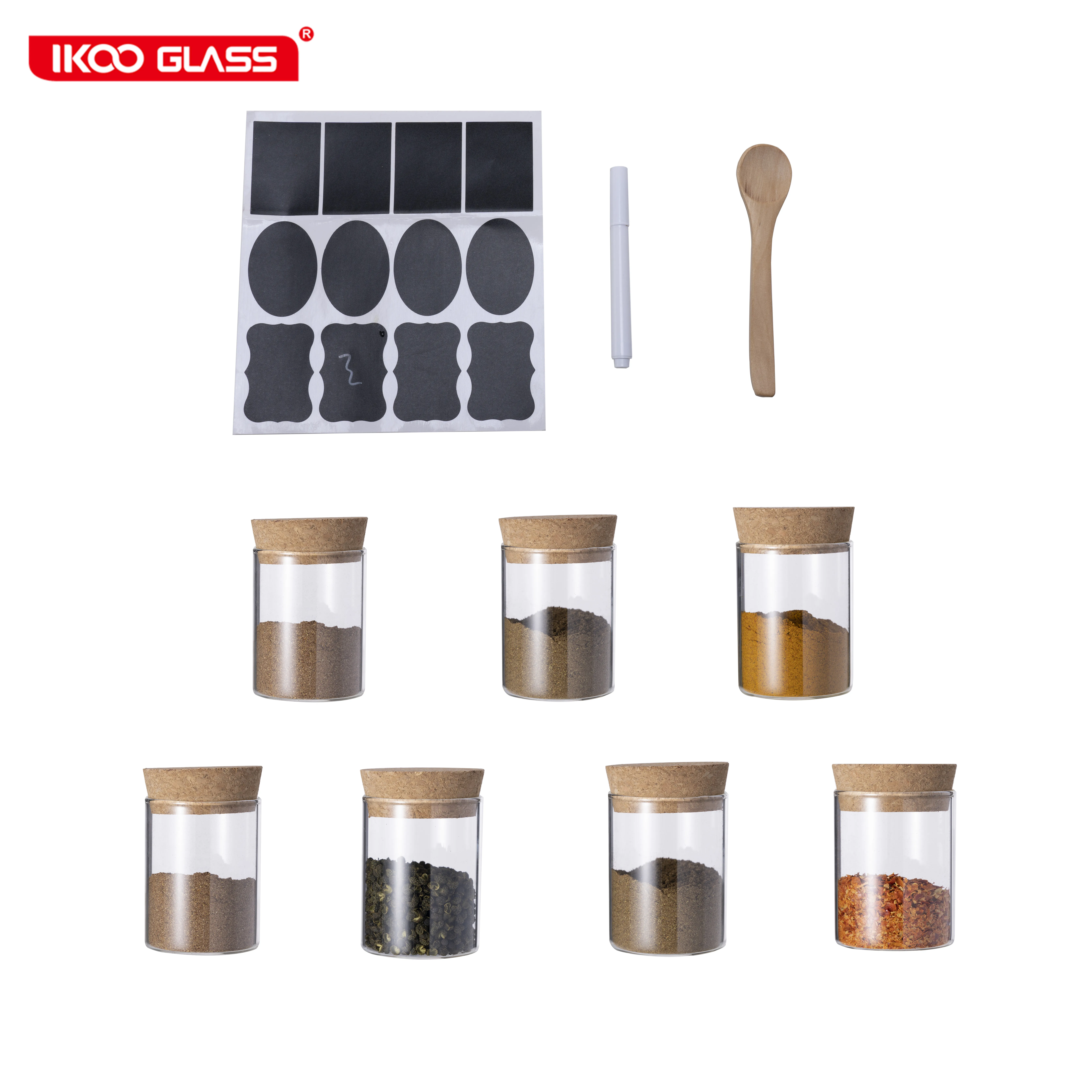 Мини-банки для специй из боросиликатного стекла с деревянными пробковыми крышками Прозрачная Стеклянная емкость хранения еды сервировки чая кофе
