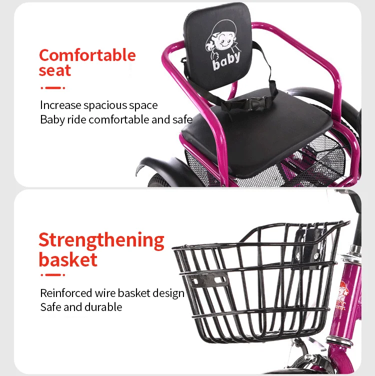 Best-selling 3 wheel tricycle double seat kids tricycle 16 inch bicycle for kids