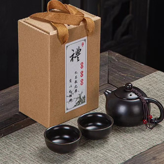 ceramic portable easy take teapot set 3 colors in simple gift box package two persons usage handmade gift teapot sets