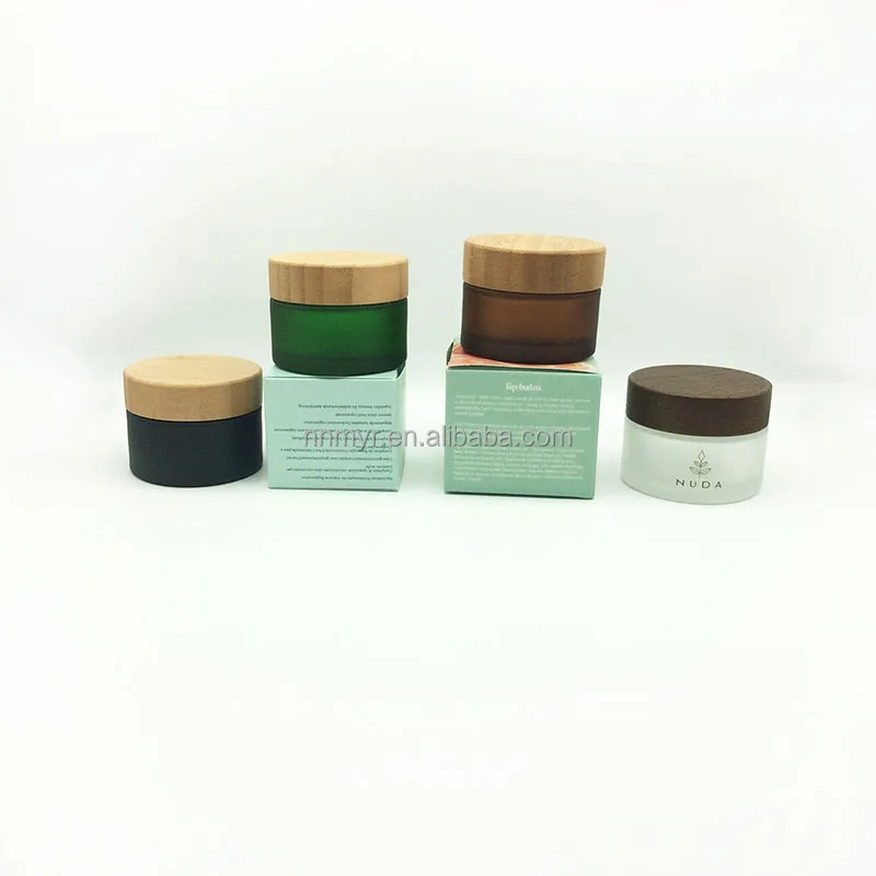 30g tawny glass, bamboo and wood covered cream jars sample travel separate bottle facial mask face cream bottle, wholesale