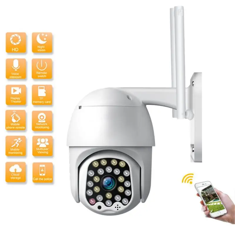 Motion Detection Alert 23 LED Camera with Auto Tracking Two-way Audio Remote Check Smartphone Push Wifi 4x Zoom PTZ Camera