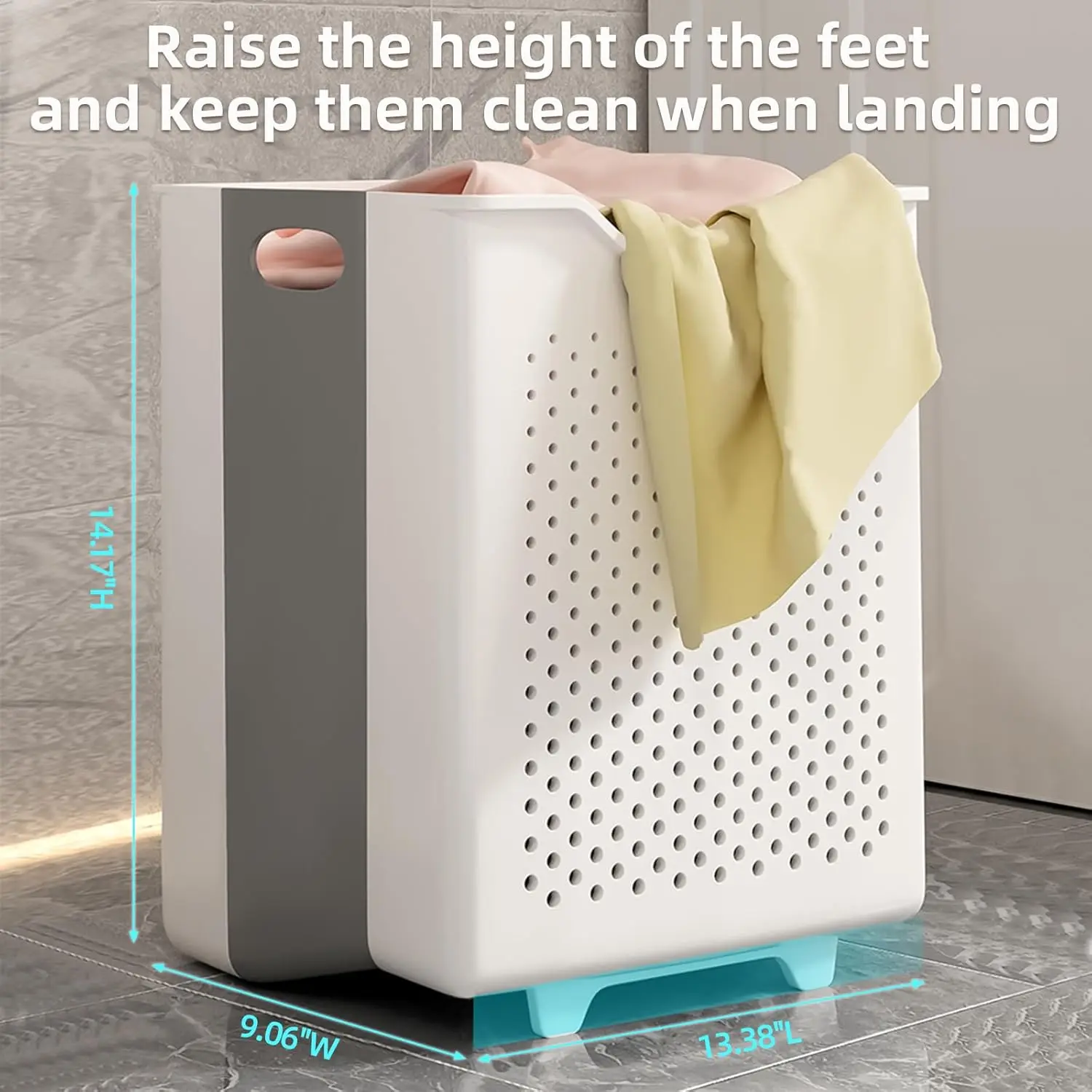 Bathroom Shower Wall Mounted Foldable Storage Basket Plastic Collapsible Hanging Laundry Hamper Bag for Dirty Clothes Organizer
