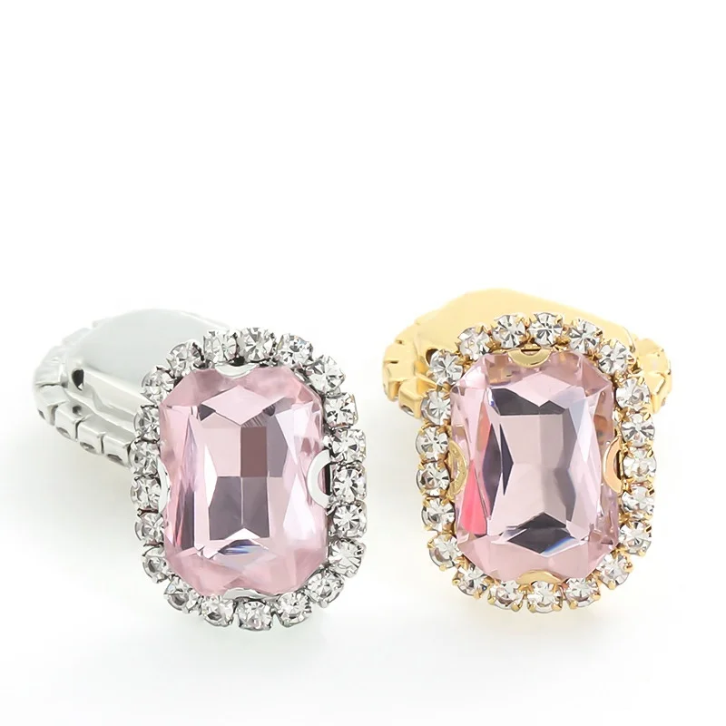 Manufacture Bulk DIY Gold Base Drill Rhinestones Chain Supplier Royal Square Shape Glass Claw Crystal For Dress