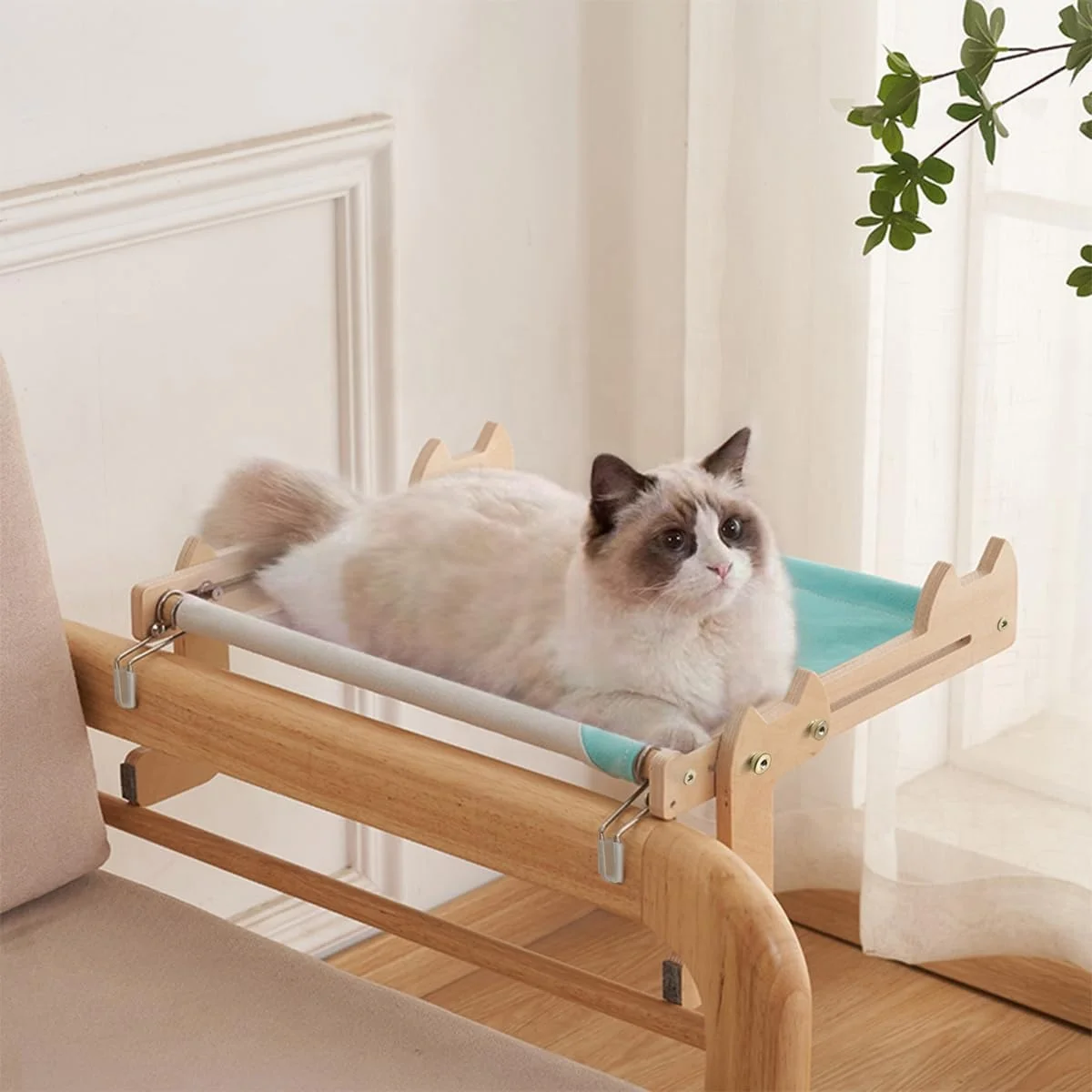 Cat Window Perch,Cat Window Hammock for Indoor Cats Bed Seat Shelf 17.7 inch Easy to Adjust Holds Up to 30 lbs