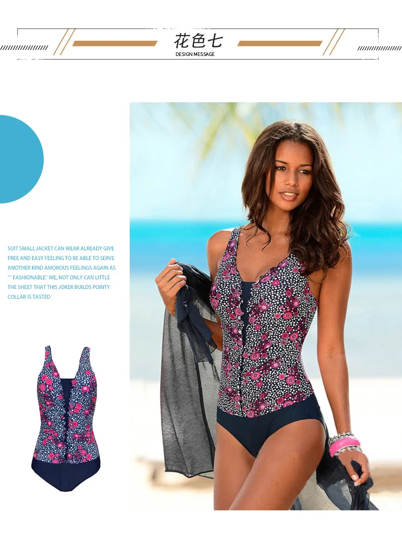 High Waist Sexy Women Swim Wear One Piece Swimsuit Power Flower Swimwear