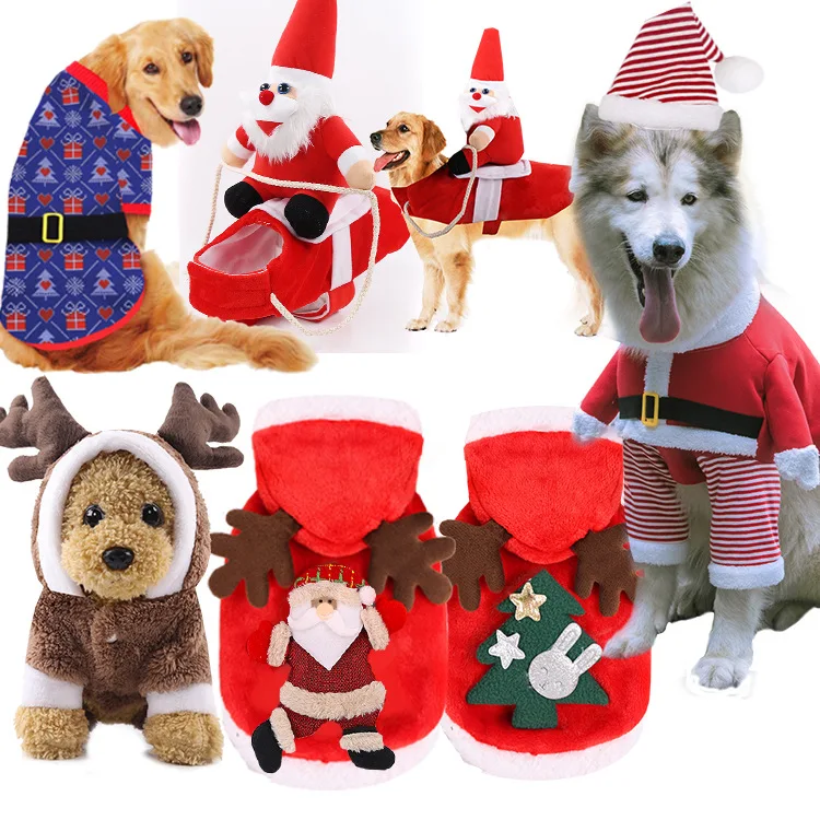 Small medium and large dog Christmas holiday pet supplies clothes cat cotton clothes accessories hats