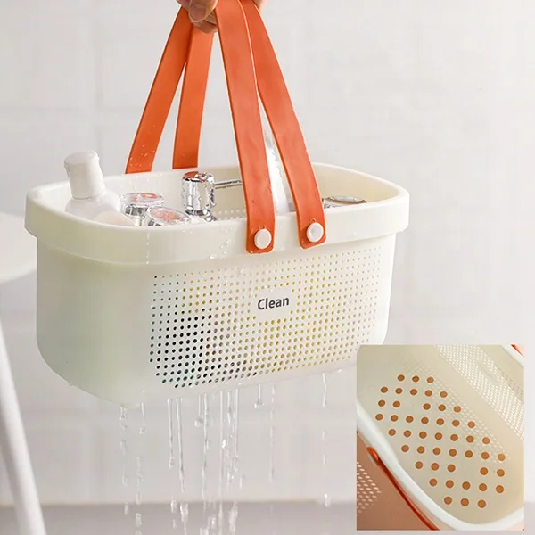 Bathroom Portable Plastic Organizer Storage Shower Caddy Tote Basket  with handle