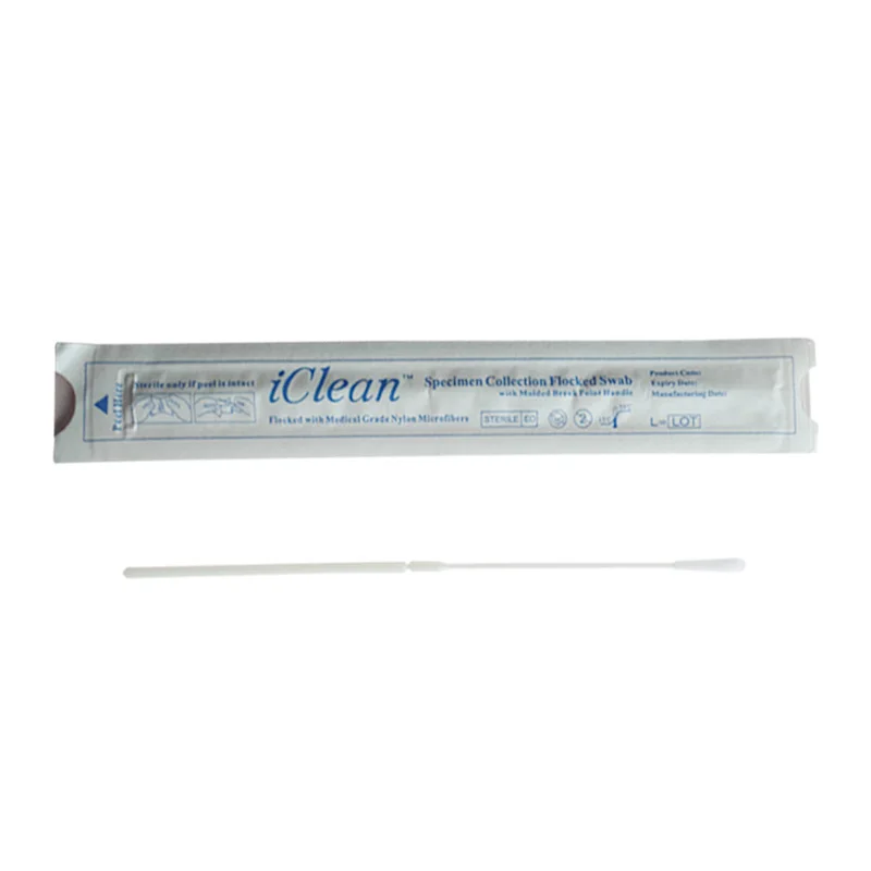 iClean Sterile Medical Dna Testing Oral Nasopharyngeal Sampling Transport Viral Throat Oral Swabs Nasal Nylon Tip Flocked Swab