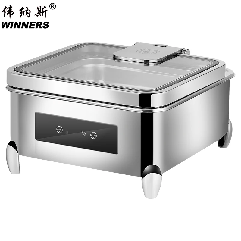 DEWEISI electric catering chafing dish heat food with remote Automatic lid opening sensor device smart chafing dish buffet set
