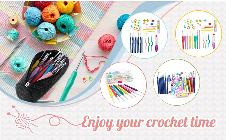 2022 Factory crochet hook set needle through handle crochet hook set knitting needles Crochet Needles