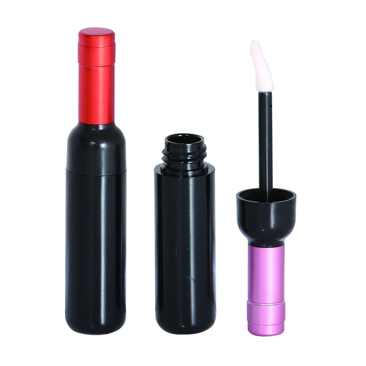 private label Cheap halloween lip gloss tubes Red Purple Pink Wine Bottle Lip Gloss Tube Container In Stock