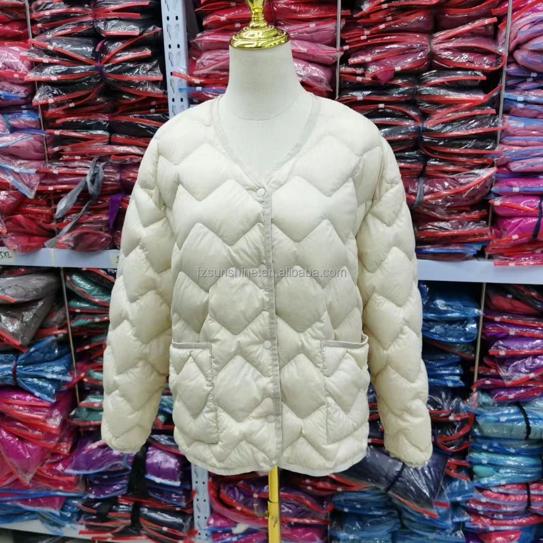 Womens quilt down jacket ultra Lightweight Foldable White Duck Down Filled puffer quilted jacket women plaid jacket