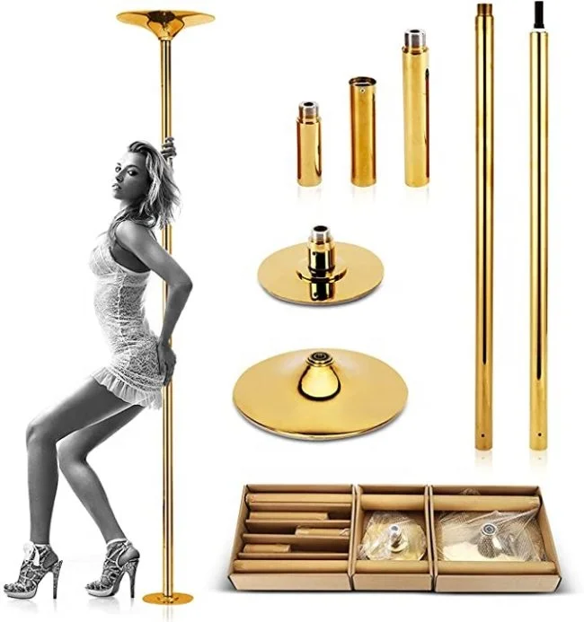 45mm Professional Spinning Golden Dance Pole For Home ,Club,Gym ,Bar