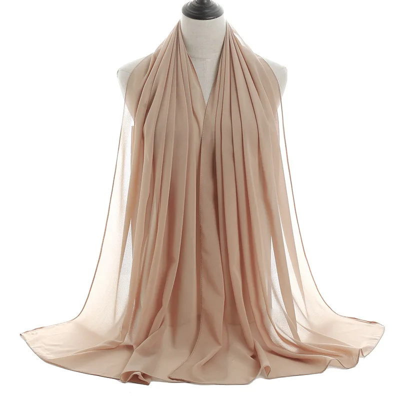 Custom Instant Neutral Premium Chiffon Hijab Solid Color Muslim Scarf Women Maxi Pearl Chiffon Hijab