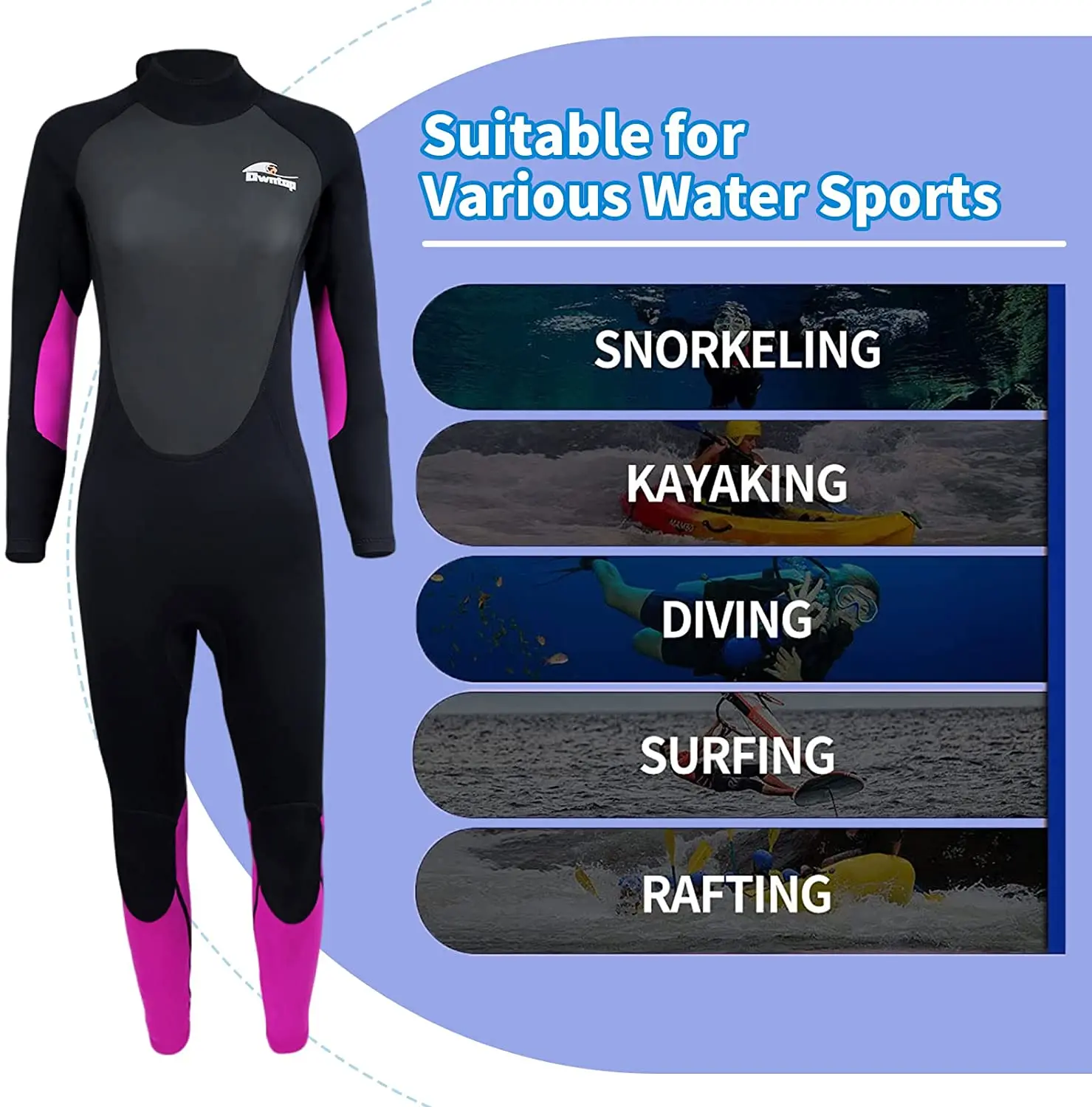 Ladies Wetsuit 3mm Neoprene Diving Wet Suit with Back Zip Long Sleeve for Scuba Diving Snorkeling Surfing Cold Water