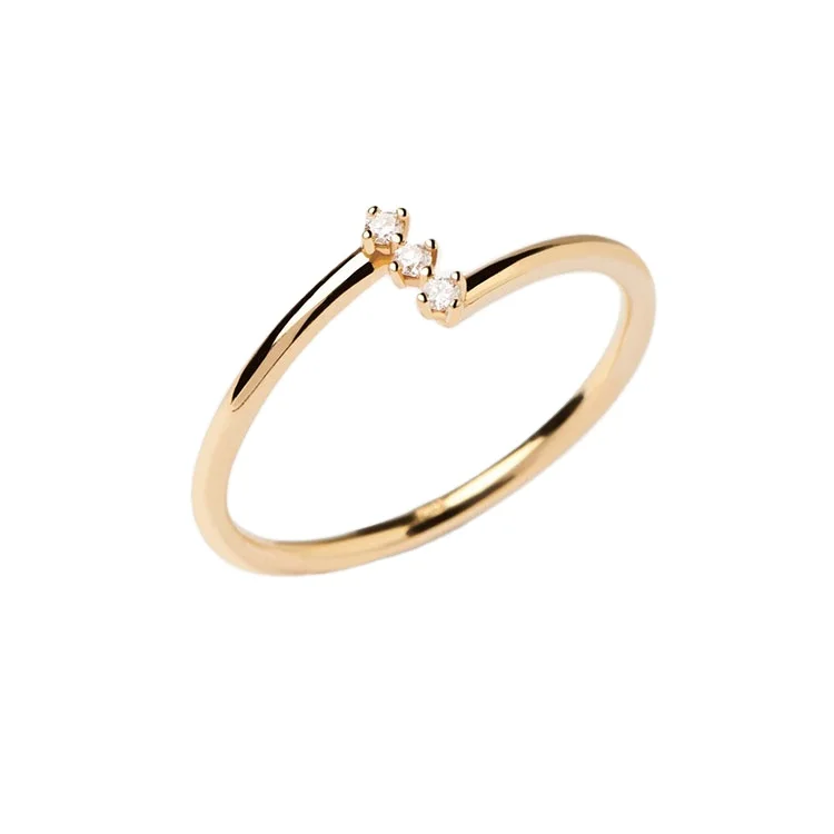 FirstMadam Wholesale 18K Gold Diamond Triple Balance Diamond Ring