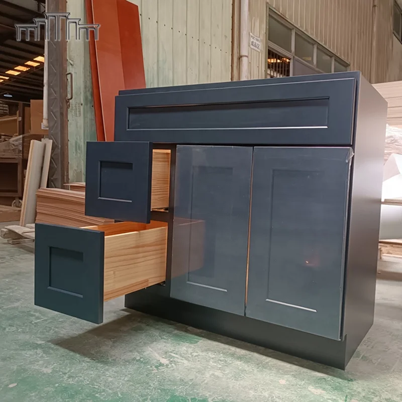 Ready Made America Project Vanity Cheap Real Wood Cabinets Single Bathroom Vanity Cabinet