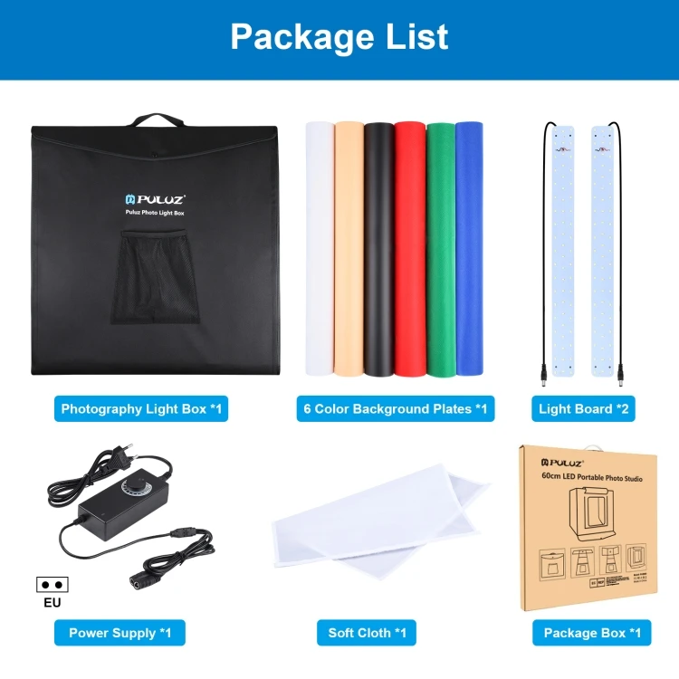 Wholesale PULUZ 60 x 60 x 60 cm 5500K White Light 36W Photo Studio Photography Light Box with 6 Backdrops