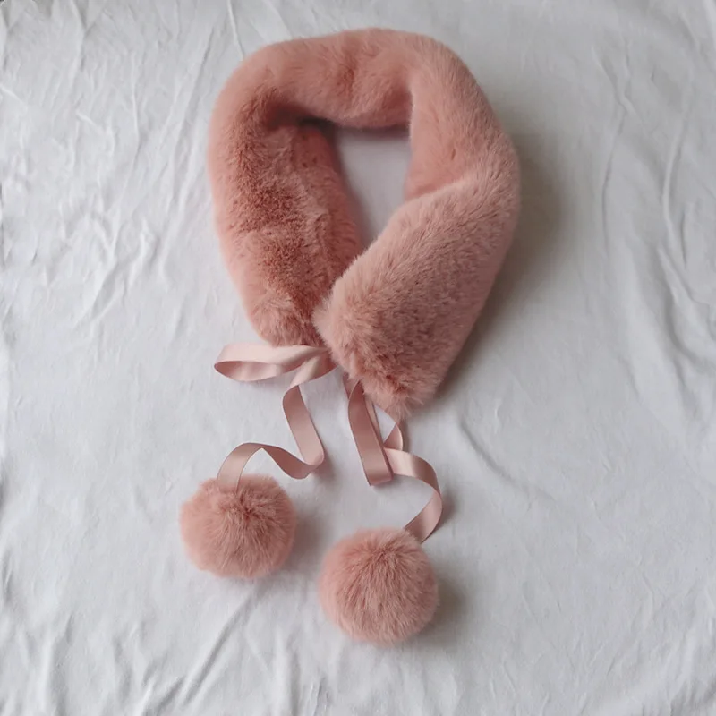 Imitated fur cute thick warm neck collar scarf acrylic knitted fleece scarf for women wholesale