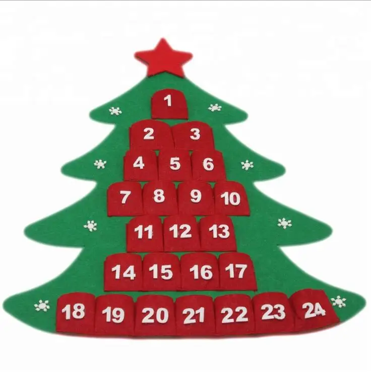 Newest DIY Countdown Decorations Christmas Tree Ornaments Felt Advent Calendar