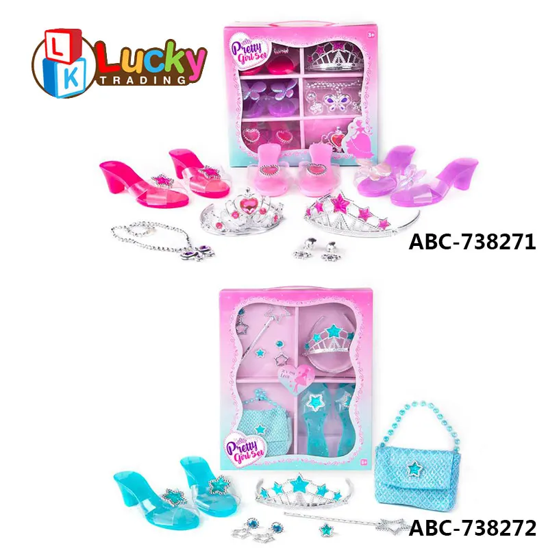 Игрушки принцессы нарядные туфли и ювелирные изделия Бутик для девочек притворный игровой набор модные аксессуары короны ожерелья кошельки кольца