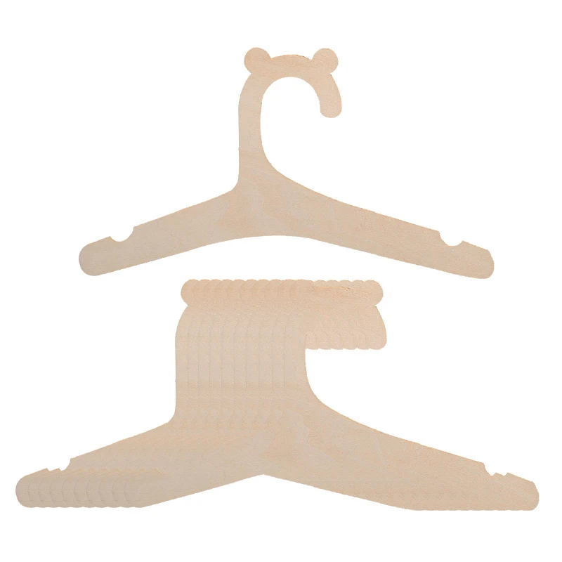 10pcs Pack Cute Bear Animal Shape Clothes Hanger Clothing Drying Storage Eco Laser Cut Smooth Wooden Natural for Kids Baby 10