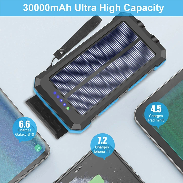 
Wholesale 30000mah Waterproof Dual USB Solar Power Panel Cell Phone Charger Solar Power Mobile Battery Charger Solar Power Bank 