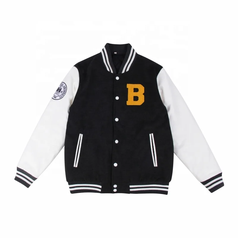 Вышитый Пользовательский логотип OEM кожаный рукав Бейсбол Letterman Varsity куртка зимнее уличное Пальто Спортивные куртки большого размера для мужчин