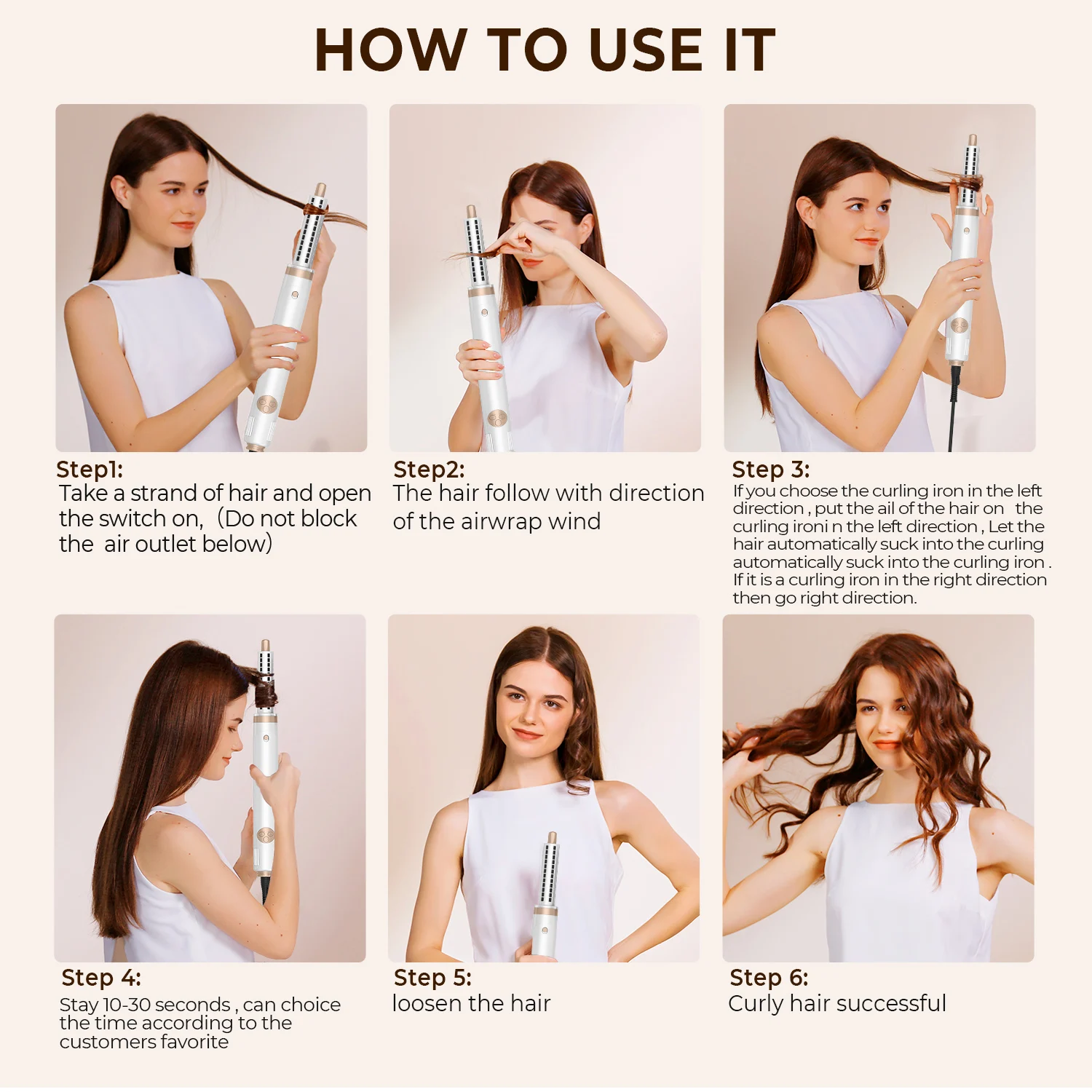 9 in 1 Hair Dryer Brush with 110000 RPM High Speed Negative Ionic Blow Dryer  Automatic Curling Iron Hot Air Styler