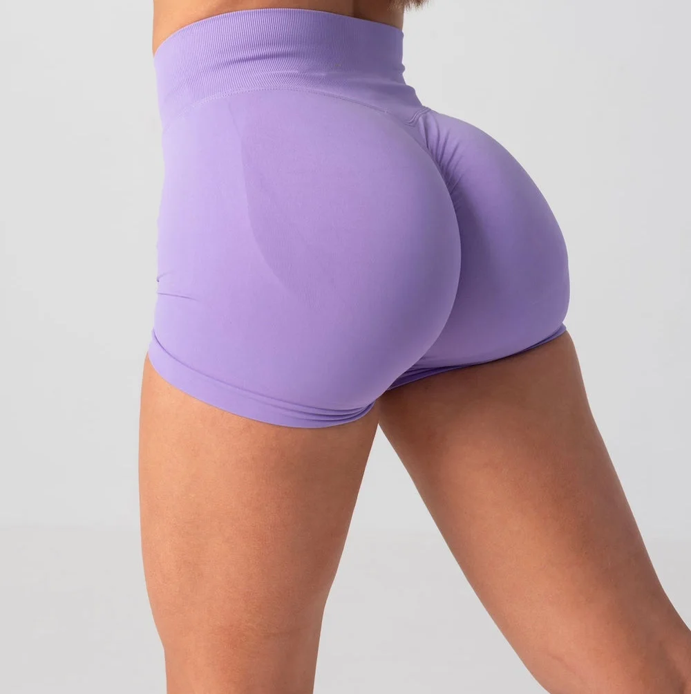 wholesale custom logo seamless women sports fitness shorts scrunch butt tummy control solid skin yoga shorts