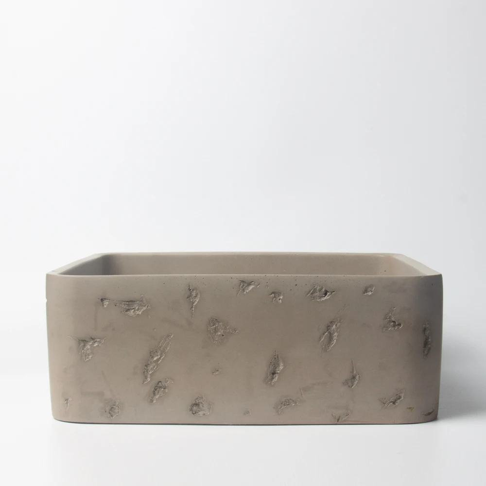 Concrete bathroom toilet wash basin sink countertop square cement hand basin concrete bathroom sink for hotel using vessel sink