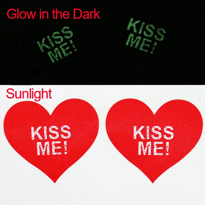 
Wholesale Kiss Me Breast Pasties Satin Fabric Adhesive Glow In The Dark Disposable Nipple Pasties 