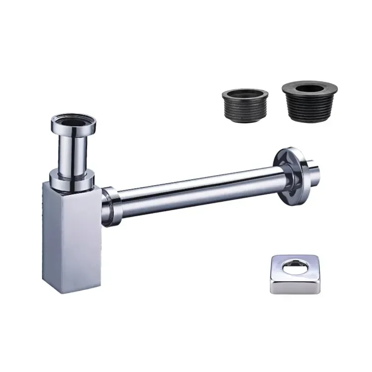 Brass Square Siphon Black P-TRAP Bathroom Vanity Basin Sink Pipe Waste Drain Bottle Trap