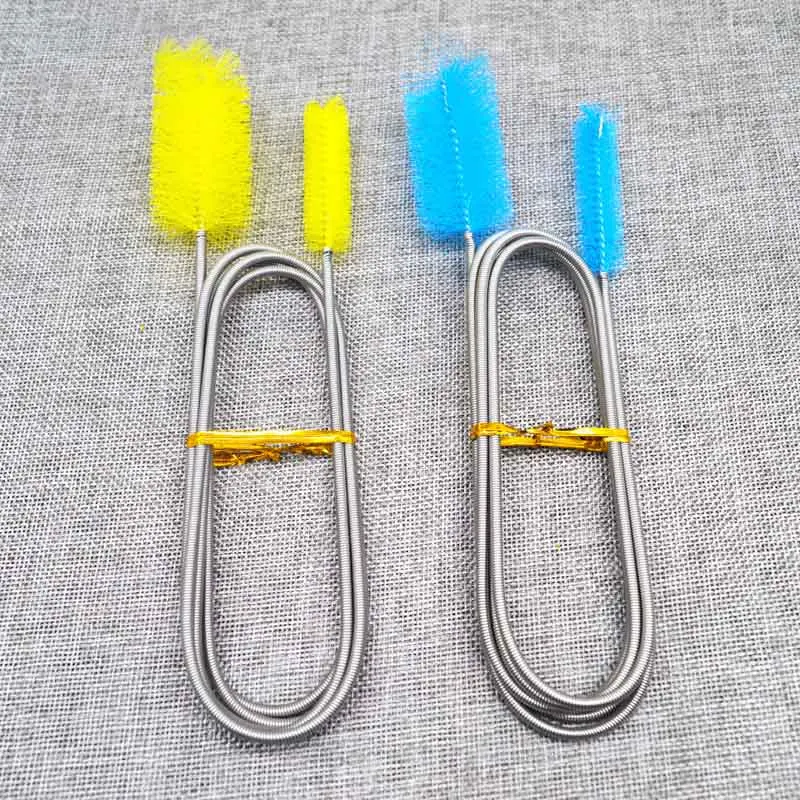 DS3995 Double-ended Bent Pipe Cleaner Brush Stainless Tube Cleaning Long Brush for Lab Fish Tank Aquarium Filter Hose Brush