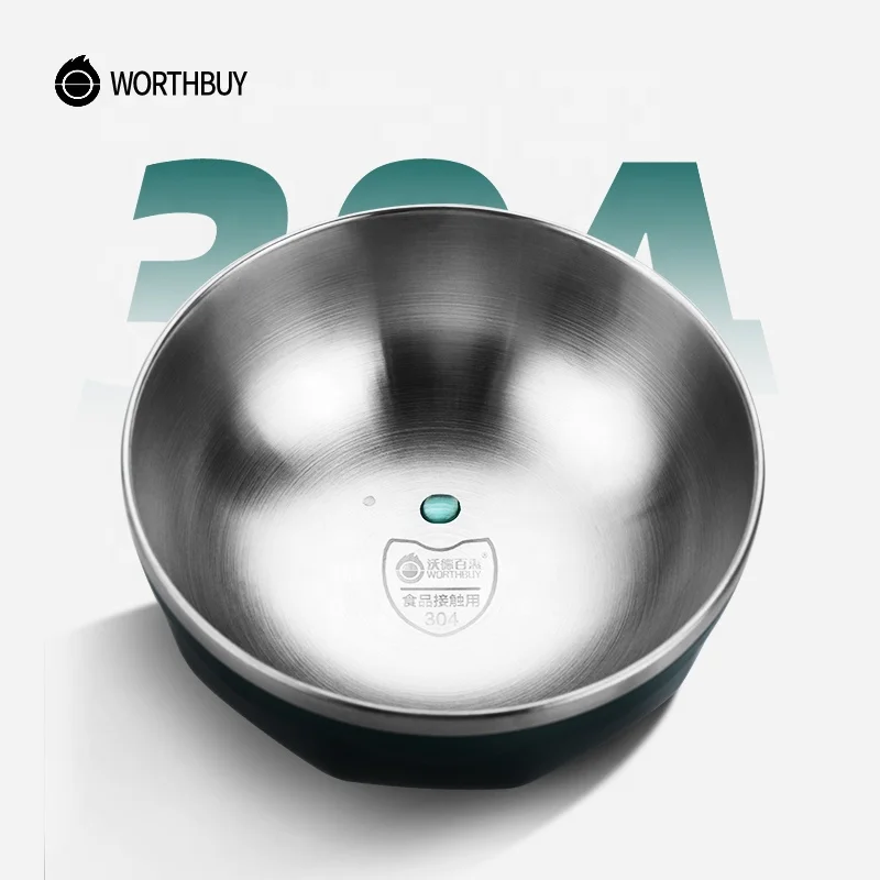WORTHBUY Reusable 304 Stainless Steel Rice Bowl Kitchen Fruit Food Container Soup Snack Bowl For Kids