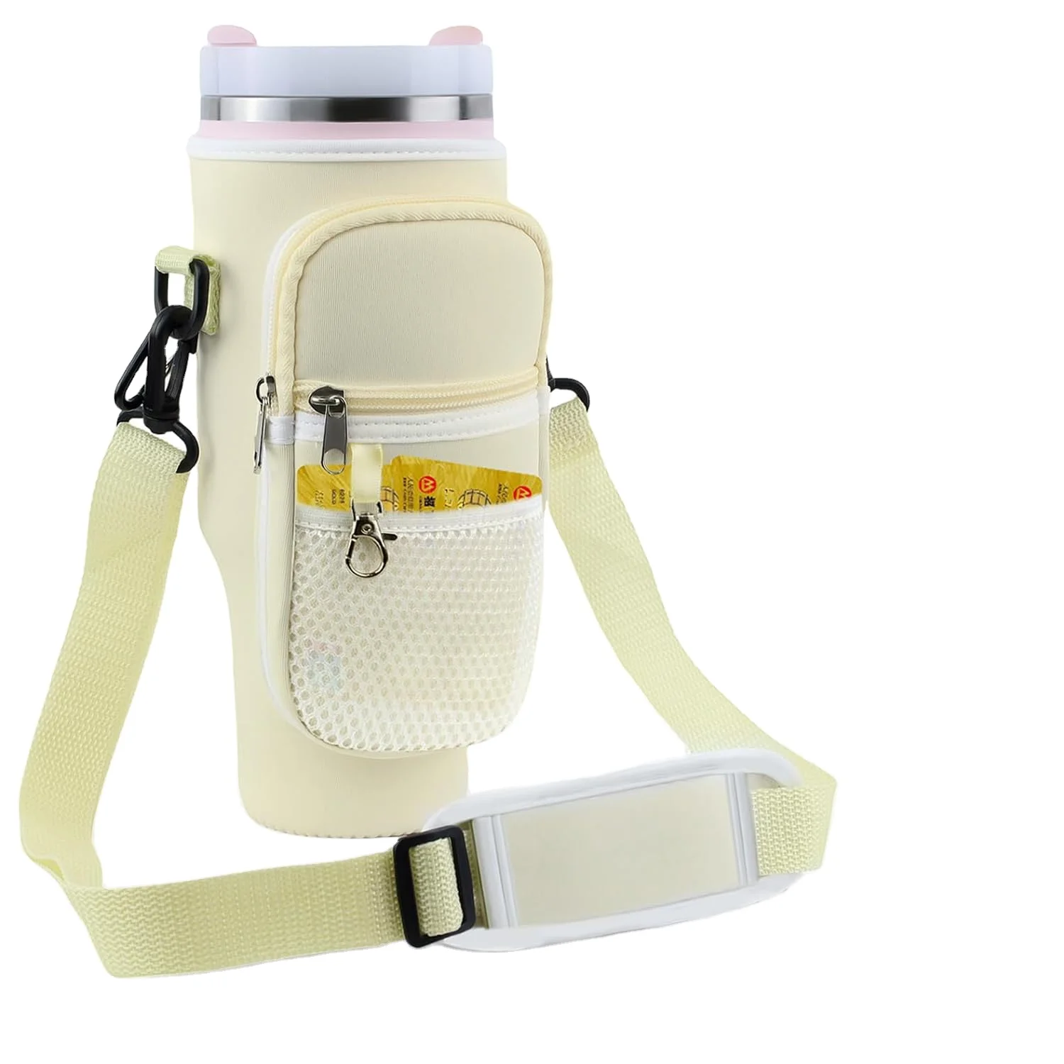 Waterproof Tumbler Cup Holder Adjustable Shoulder Sling Phone Bag Neoprene Water Bottle Carrier Sleeve Pouch