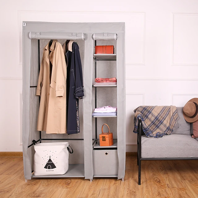 2019 Cheap Promotion Wholesale Non-Woven Bedroom Wardrobe Furniture Mobile Wardrobe