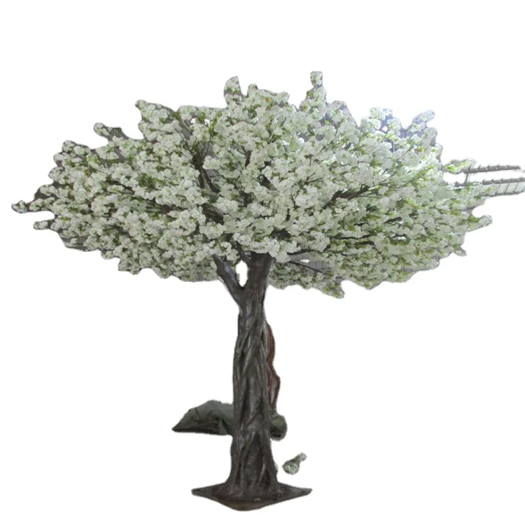 Pure white artificial fiberglass cherry blossom tree for wedding decoration