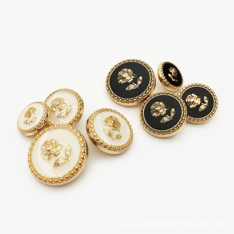 F-3 Wholesale Custom Flower Button Retro style Metal Round Sewing Button Clothing Accessories