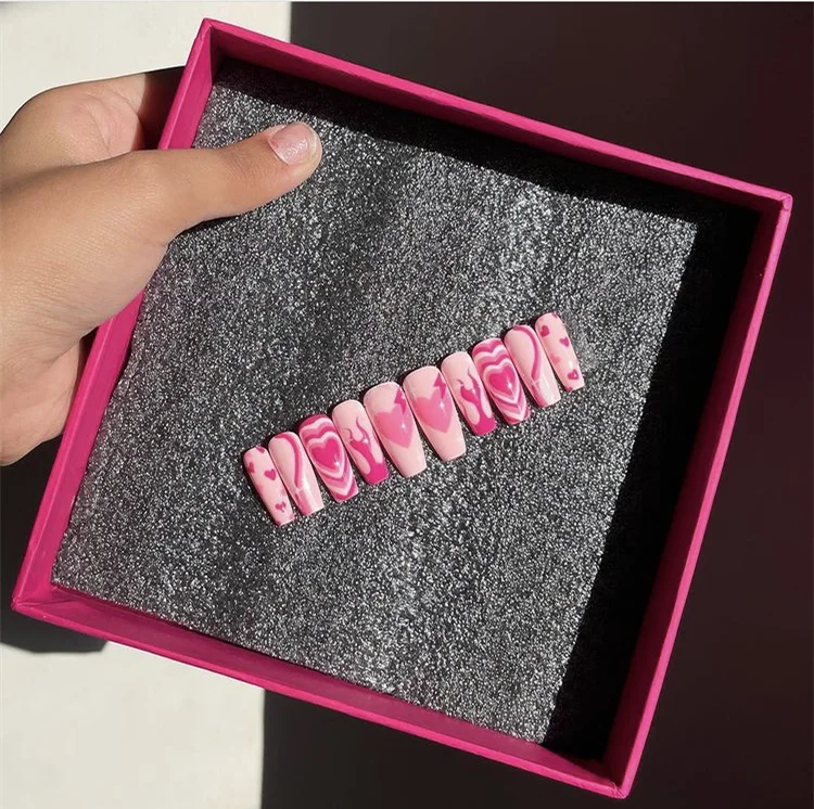 NO MOQ 24pcs handmade acrylic press on nails  Wholesale Designer Press On nails